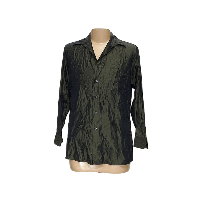 Green DKNY 100% Polyester Dress Shirt