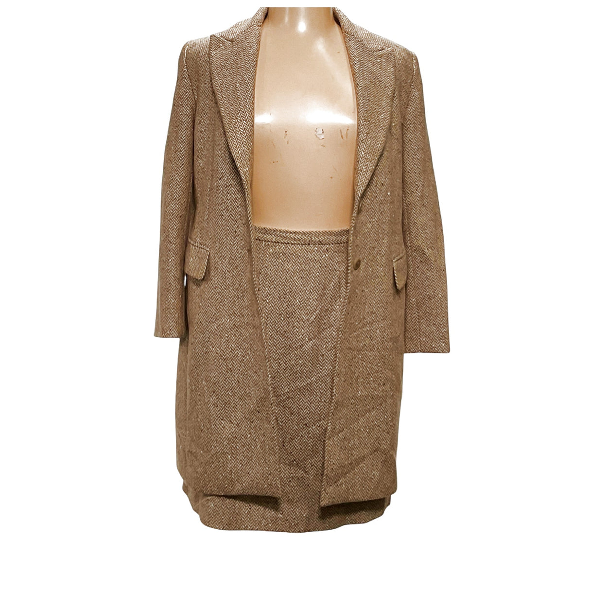 'Talbots' Plus Size Brown Wool Outfit Set (Size 14)