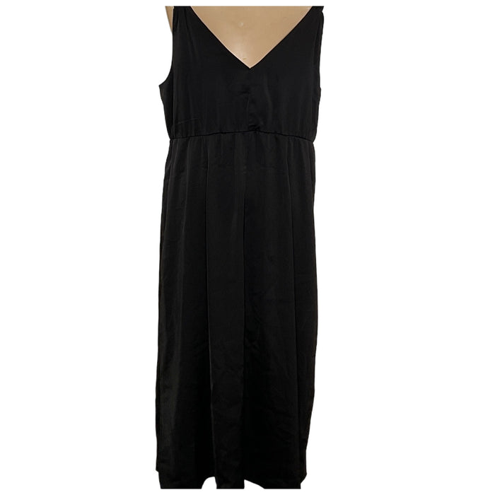 ELOQUII Plus Size Long Black A-Line Dress