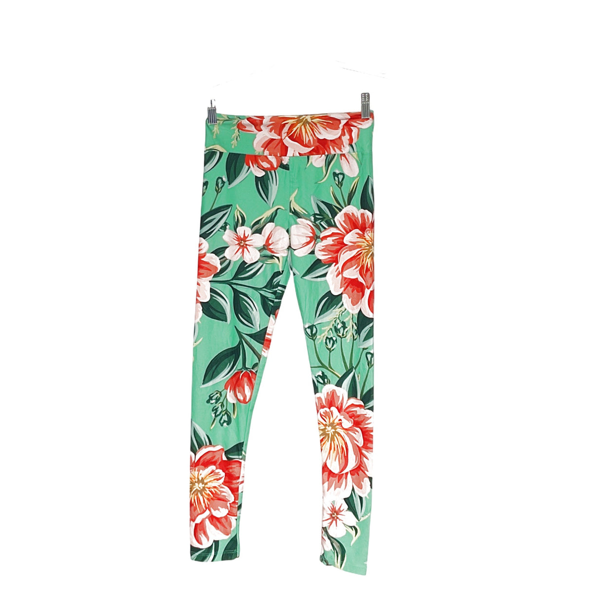 Lularoe Green Floral Ankle Leggings