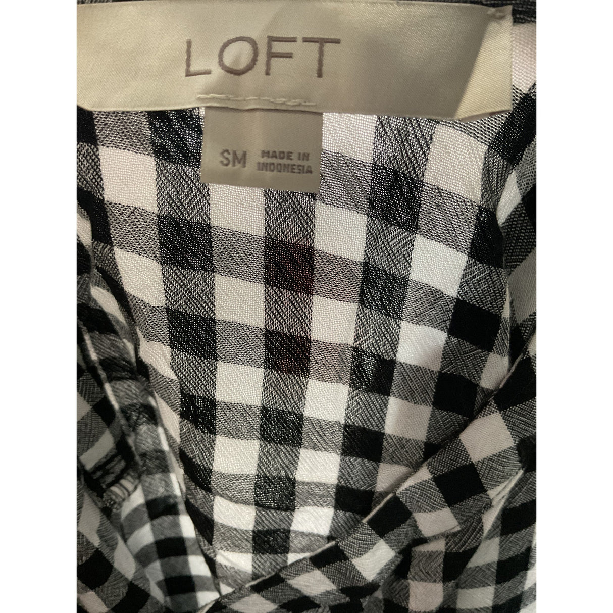 LOFT Black Gingham Summer Blouse