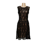 BCBGMAXAZRIA Black Floral Lace A-Line Midi Dress