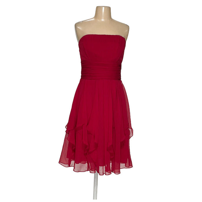 David's Bridal Red A-Line Midi Dress