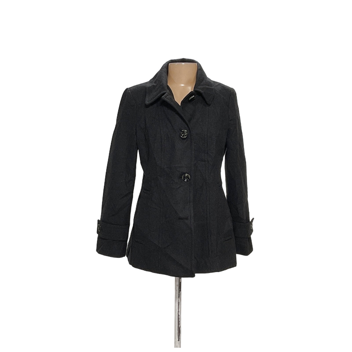 LONDON FOG Black Wool Overcoat (M)