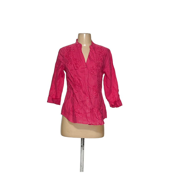 Charter Club Pink Linen Button-Up Top