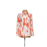 DKNY Orange Button-Up Top (Women's L)