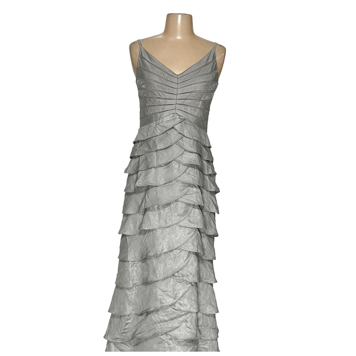 Adrianna Papell Maxi Dress in Silver (Size 4)