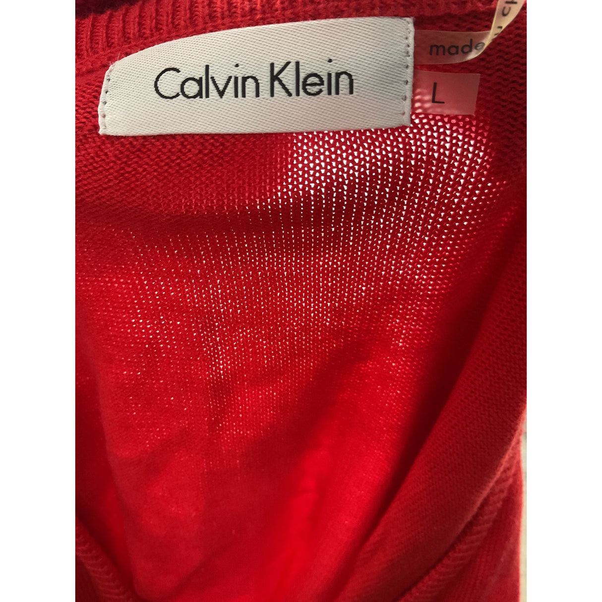 Calvin Klein Red Cotton Cardigan, Size L