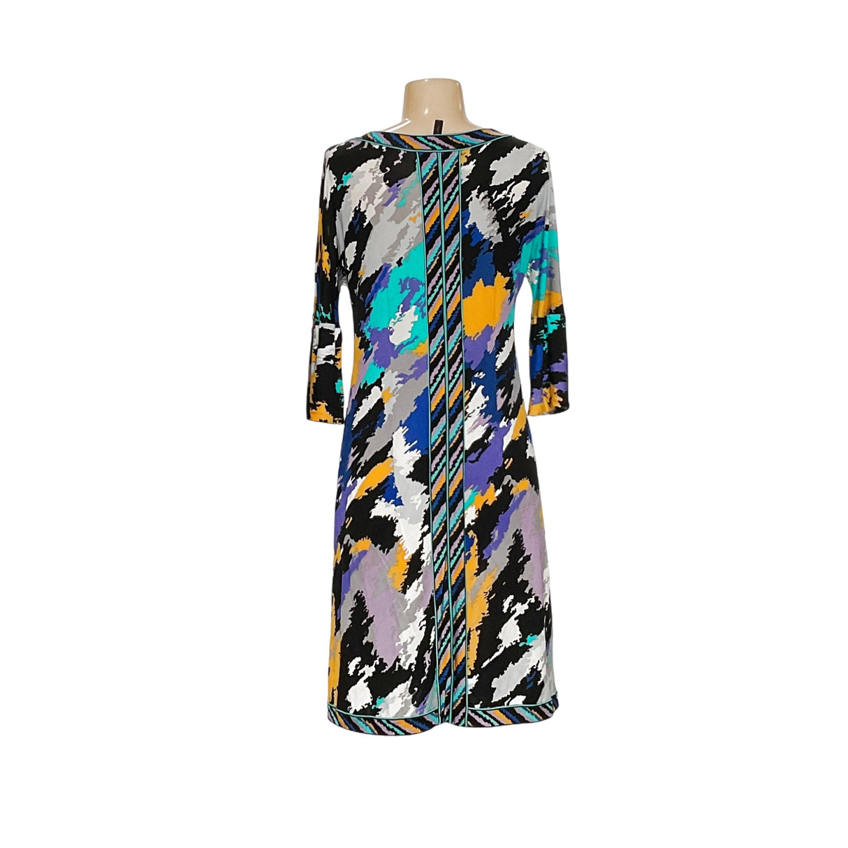 BCBGMAXAZRIA Black Graphic Print Shift Dress XS