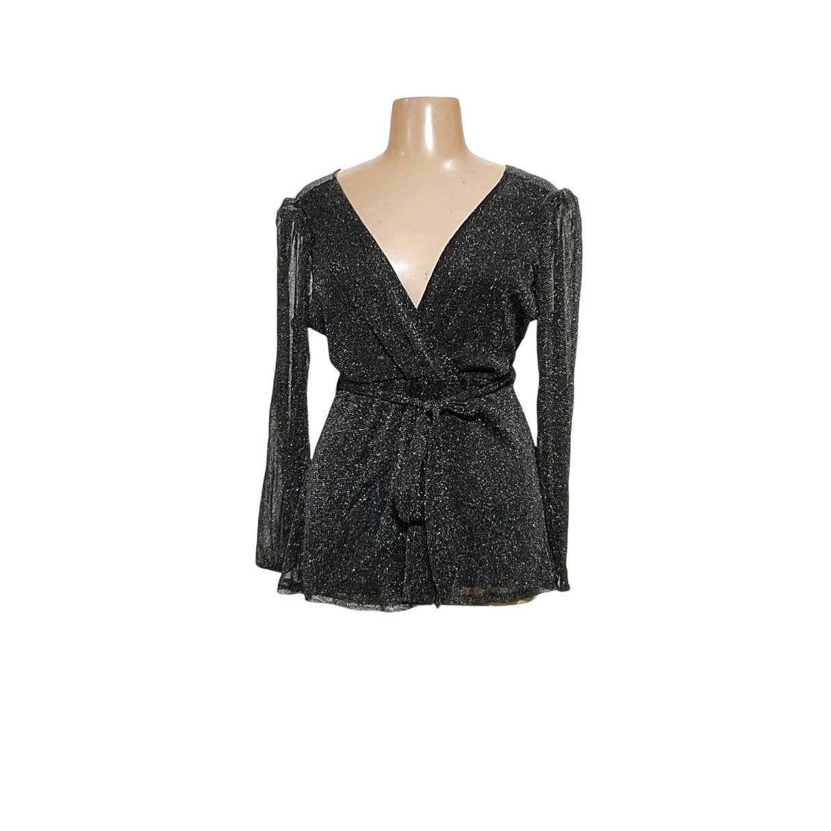 TORRID Black Mesh Metallic Blouse, Size 2