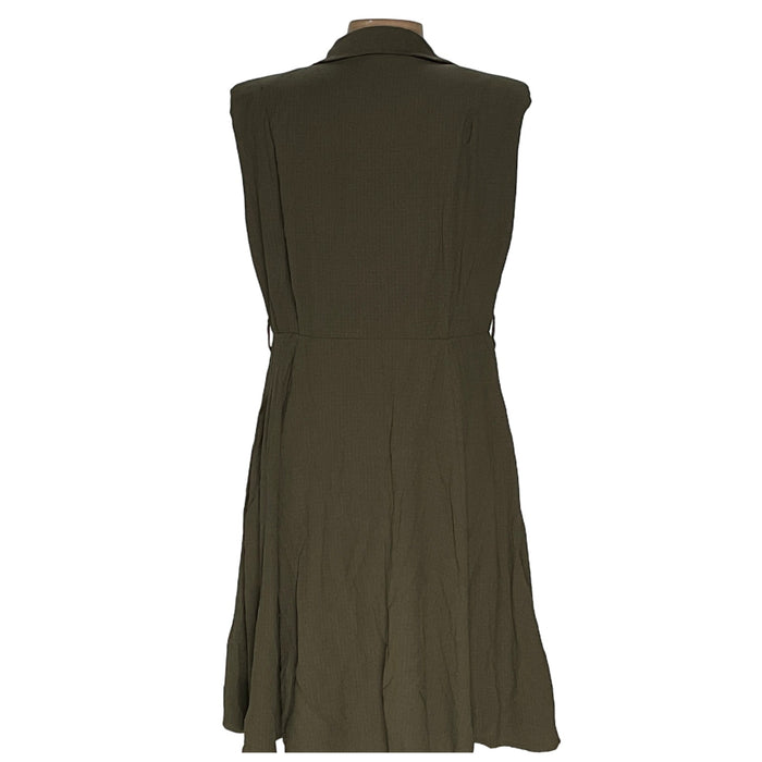 Calvin Klein Green A-Line Midi Dress, Size 12