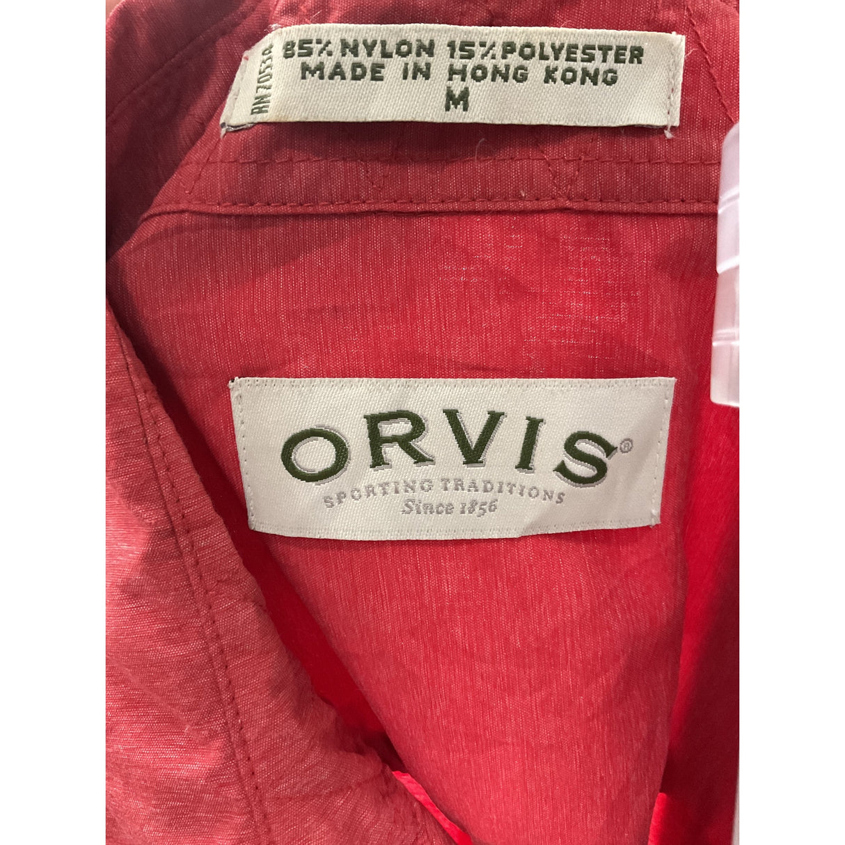 Orvis Red Long Sleeve Button-Up Shirt - Men's M (Regular)