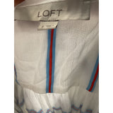 LOFT White Rayon Striped Blouse - Women's S