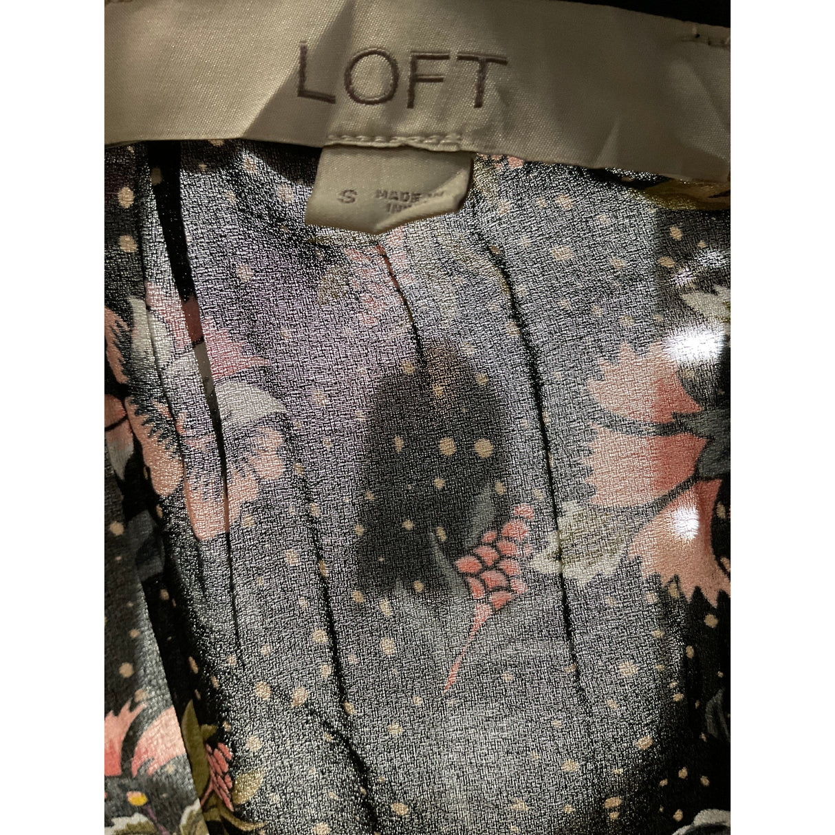 LOFT Black Floral Blouse S