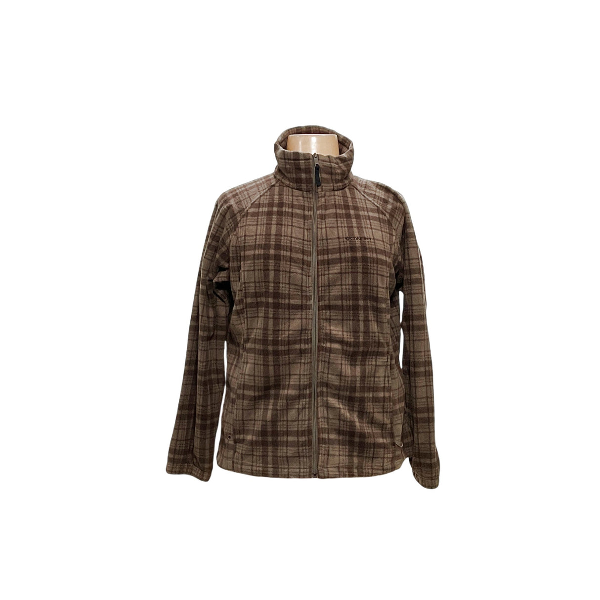 Columbia Brown Plaid Full Zip Sweatshirt 1X