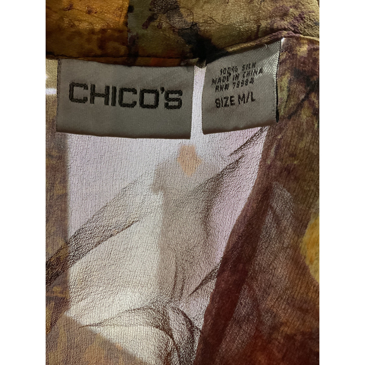 Chico's Multicolor Silk Button-Up Top