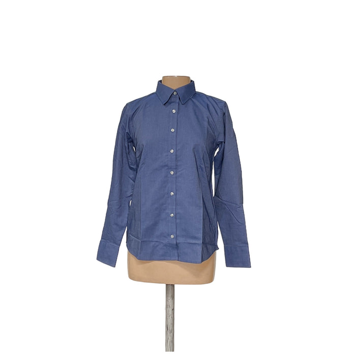 Lands' End Blue Cotton Button-Up Shirt