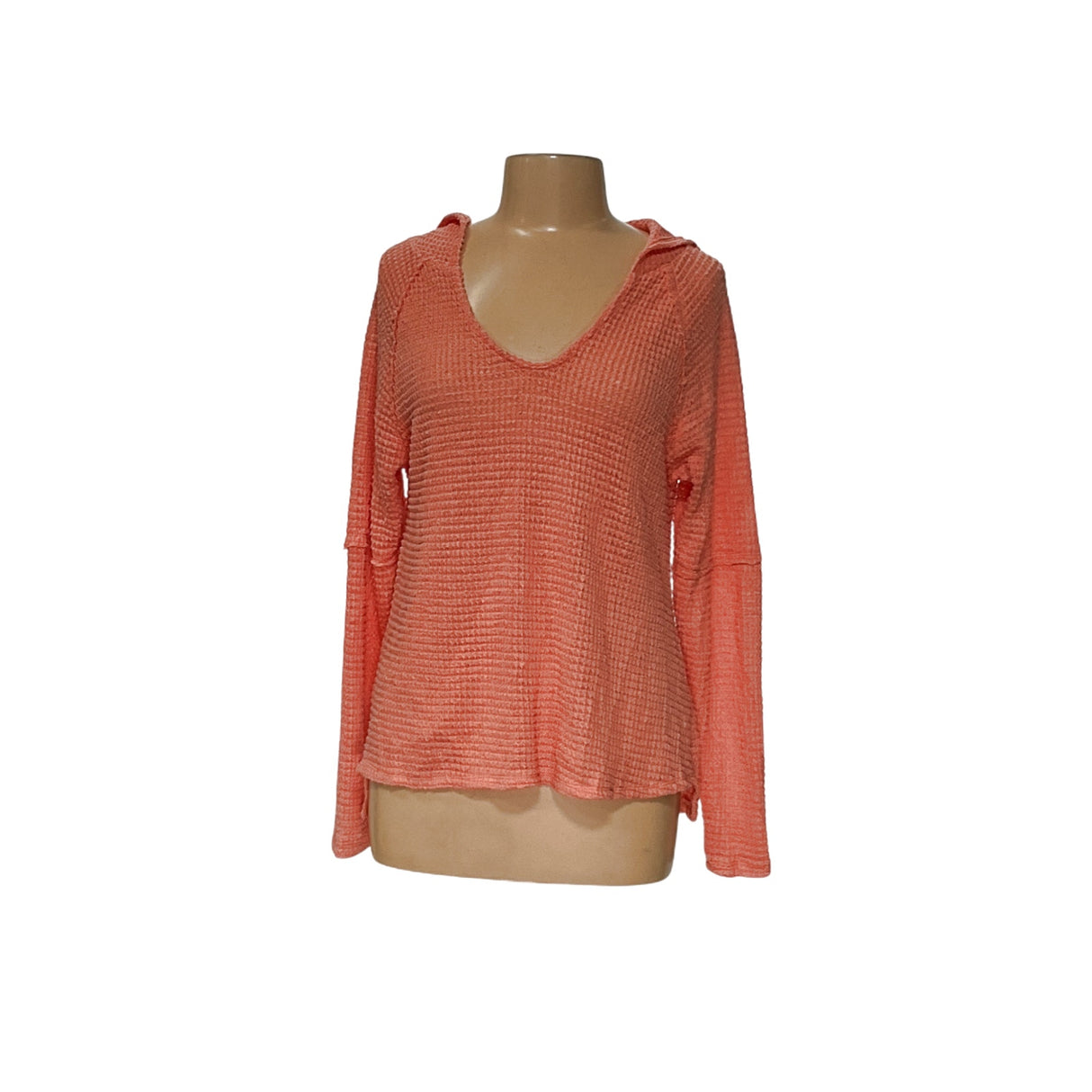 Pink Lily Orange Henley Hoodie XS