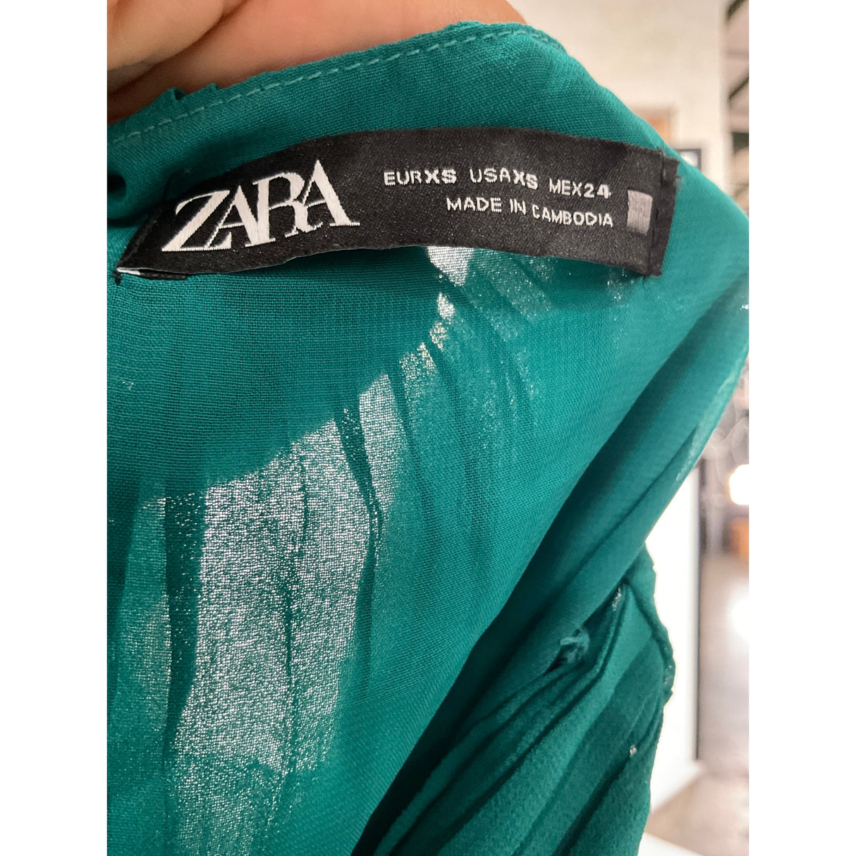 Green ZARA A-Line Midi Dress, XS