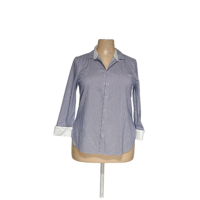 Chico's Women's Blue Cotton Button-Up Top