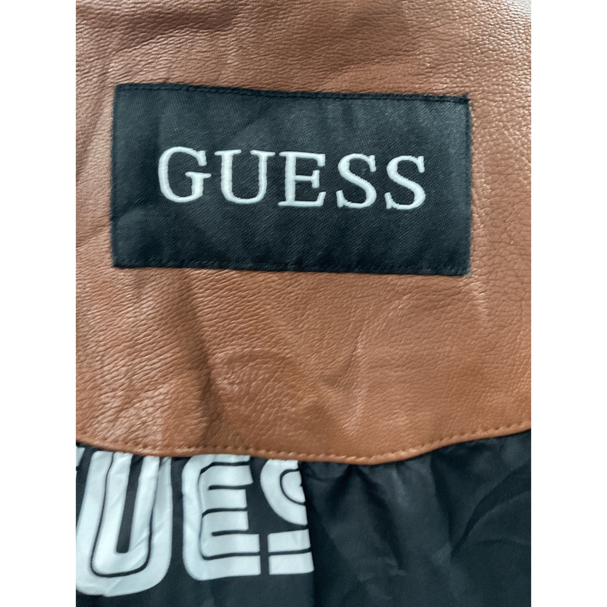 GUESS Women's Brown Polyurethane Motorcycle Jacket XL