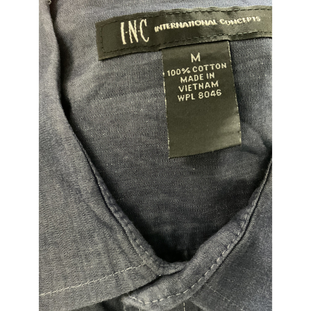 INC Blue Cotton Long Sleeve Button Shirt