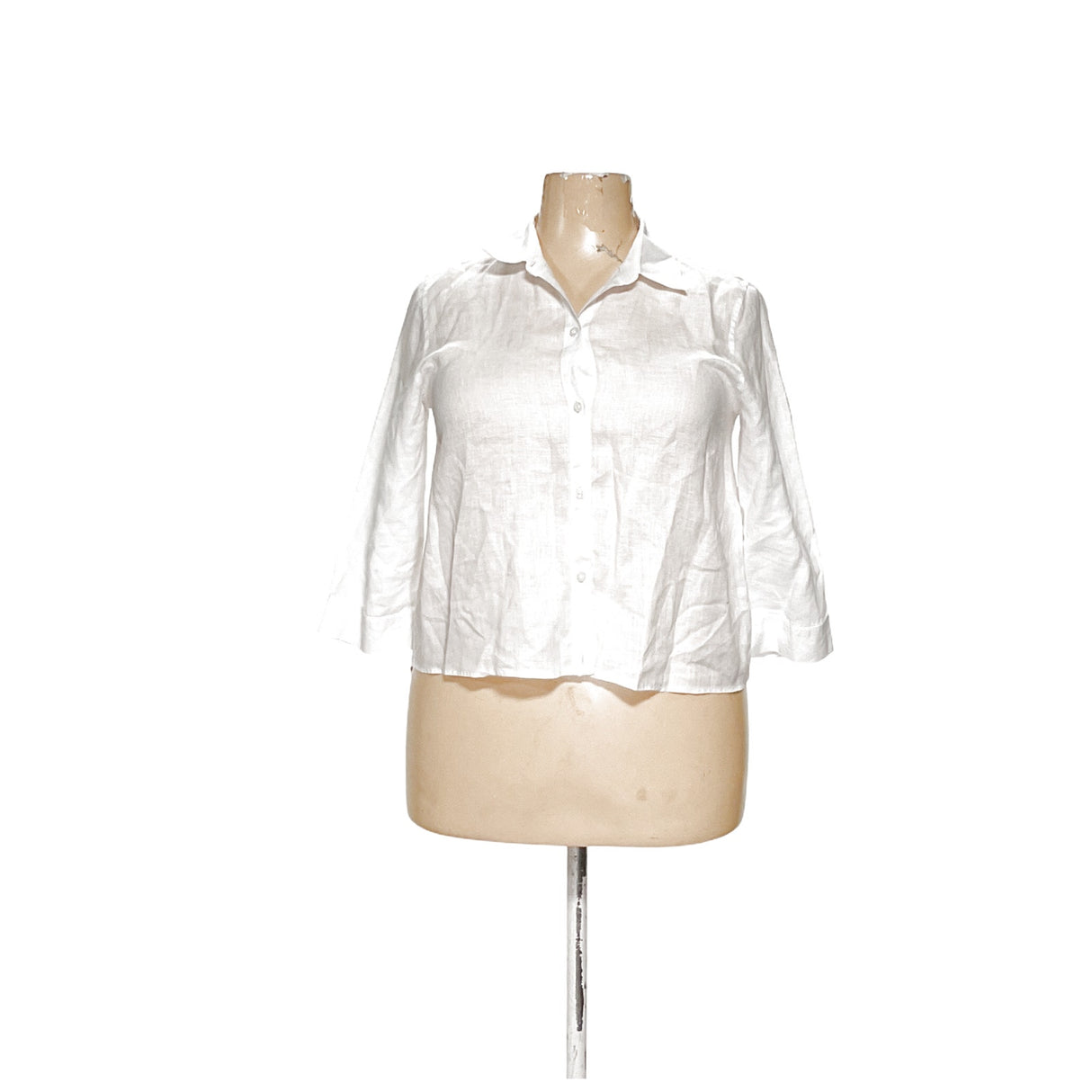 Chico's White Linen Button-Up Top, Size 2