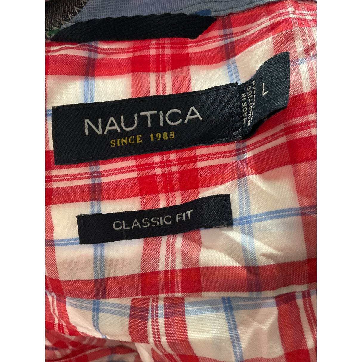 NAUTICA Men's Multicolor Dress Shirt - Size L