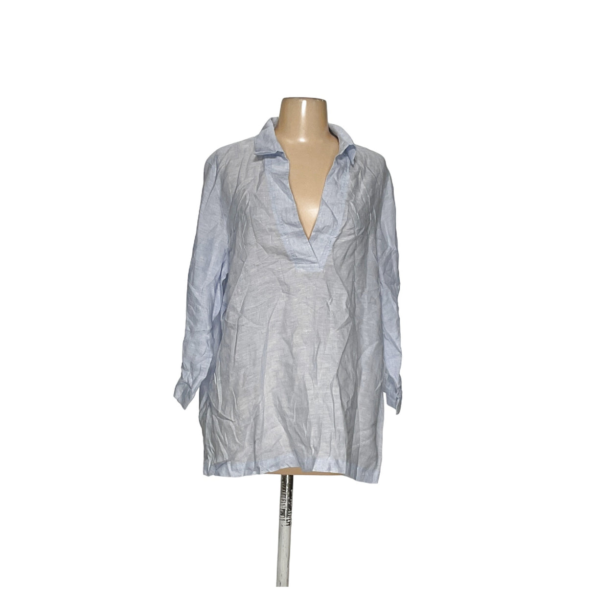 Tahari Blue Linen Blouse - Women's Size L