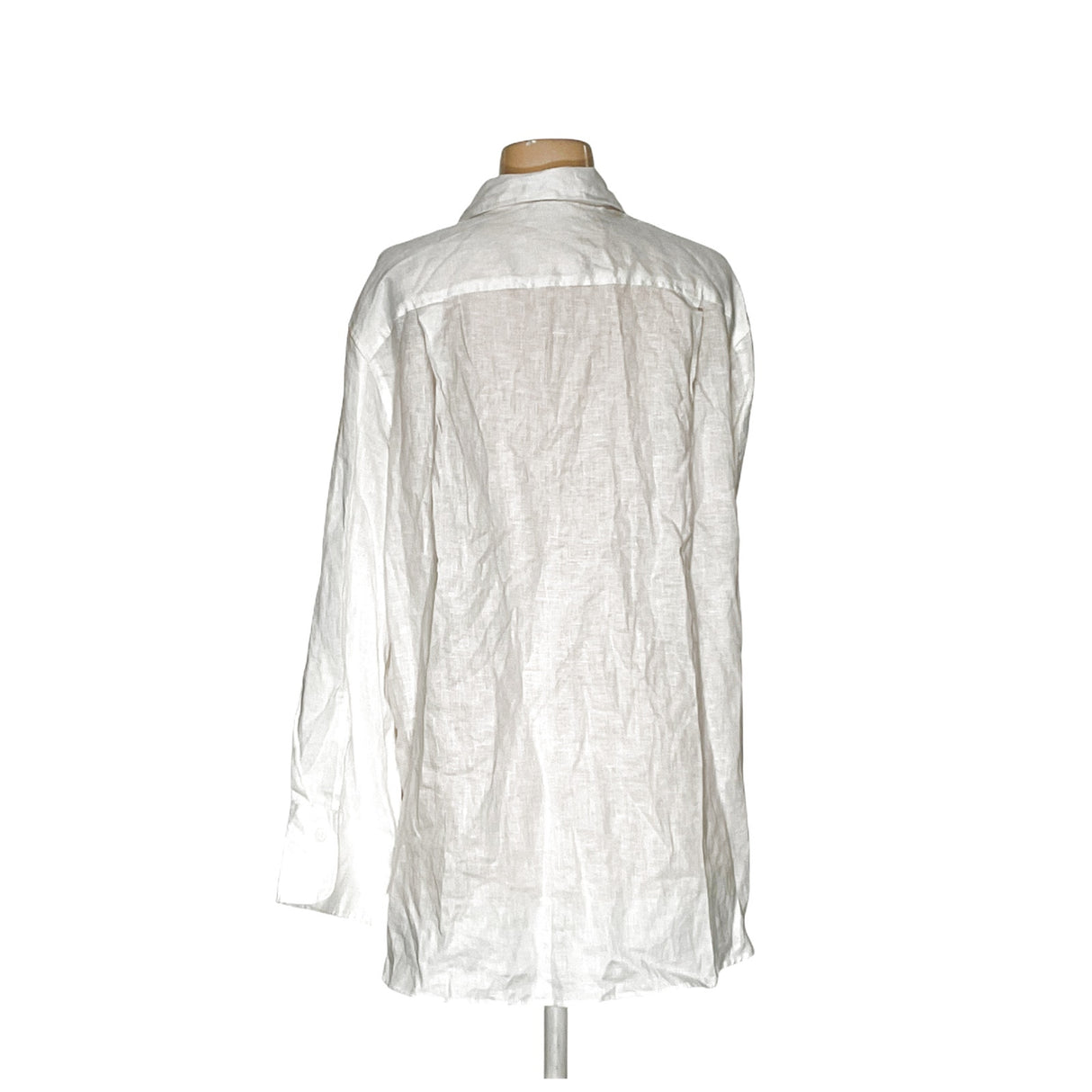 ZARA White Linen Button-Up Top