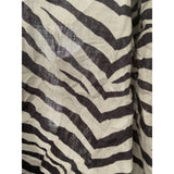 Tahari 3X Linen Zebra Print Button-Up Top - Brown