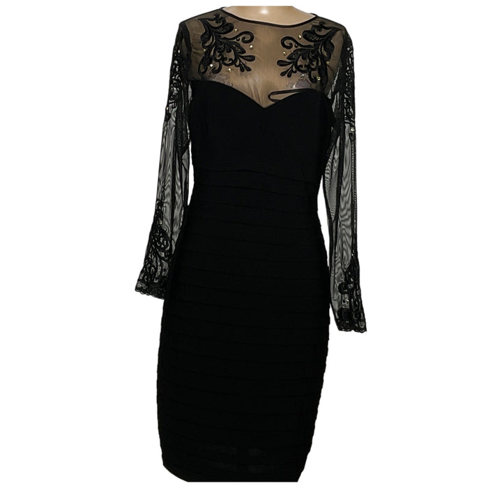 Xscape Black Sheath Midi Dress