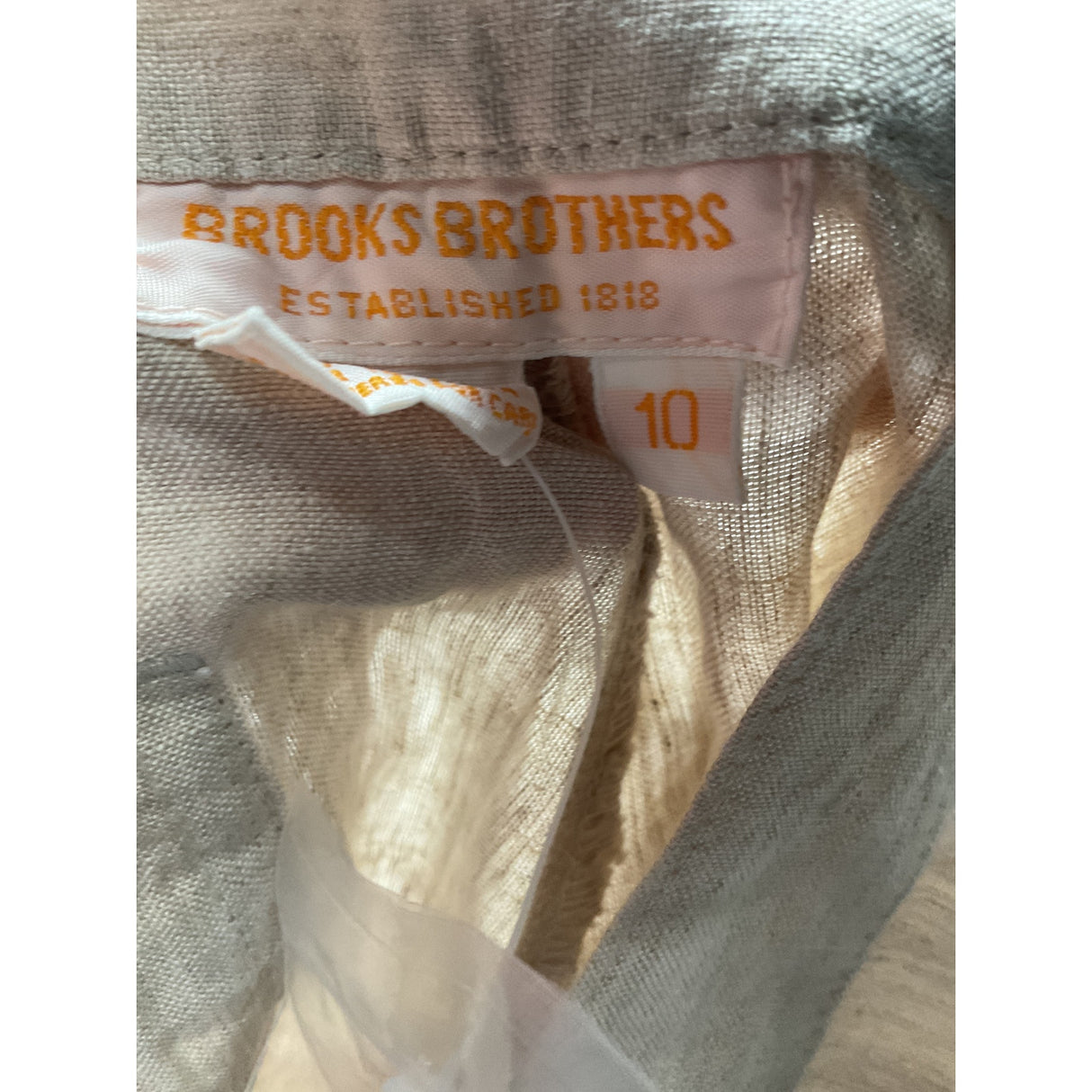 Brooks Brothers Beige Linen Bermuda Shorts, Size 10