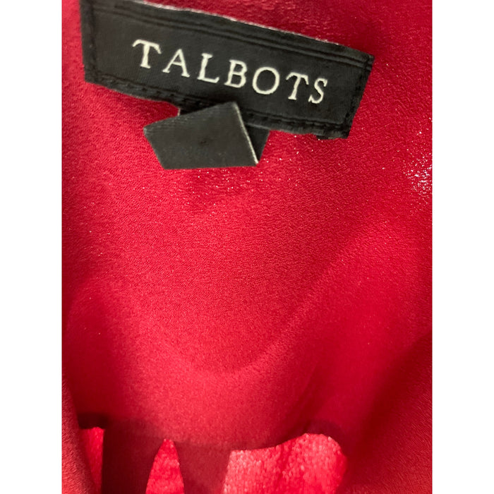 Talbots Red Polyester Button-Up Top - Women's M