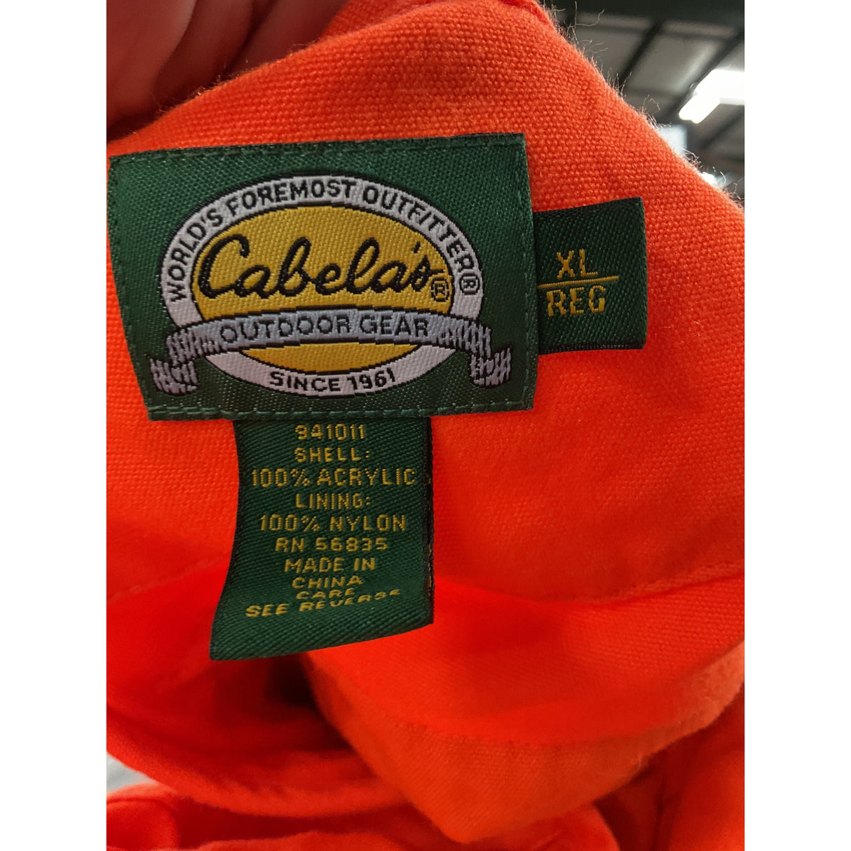 Cabela's Orange XL Men's Cotton Vest