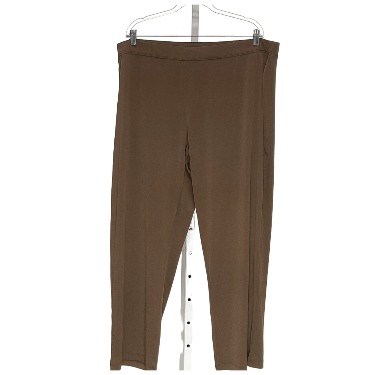 Susan Graver Women's Plus Size 2XP Brown Ankle Pants