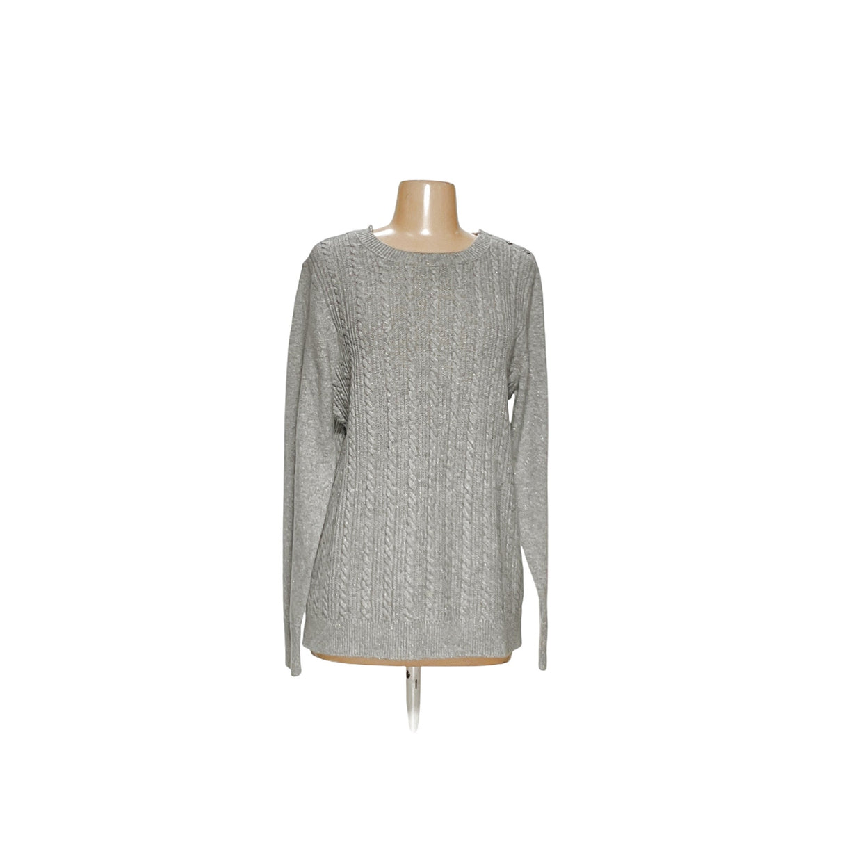 Talbots Gray Cotton Pullover Sweater L