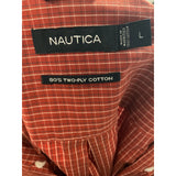 Nautica Brown Men's Button-Up Shirt, Size L