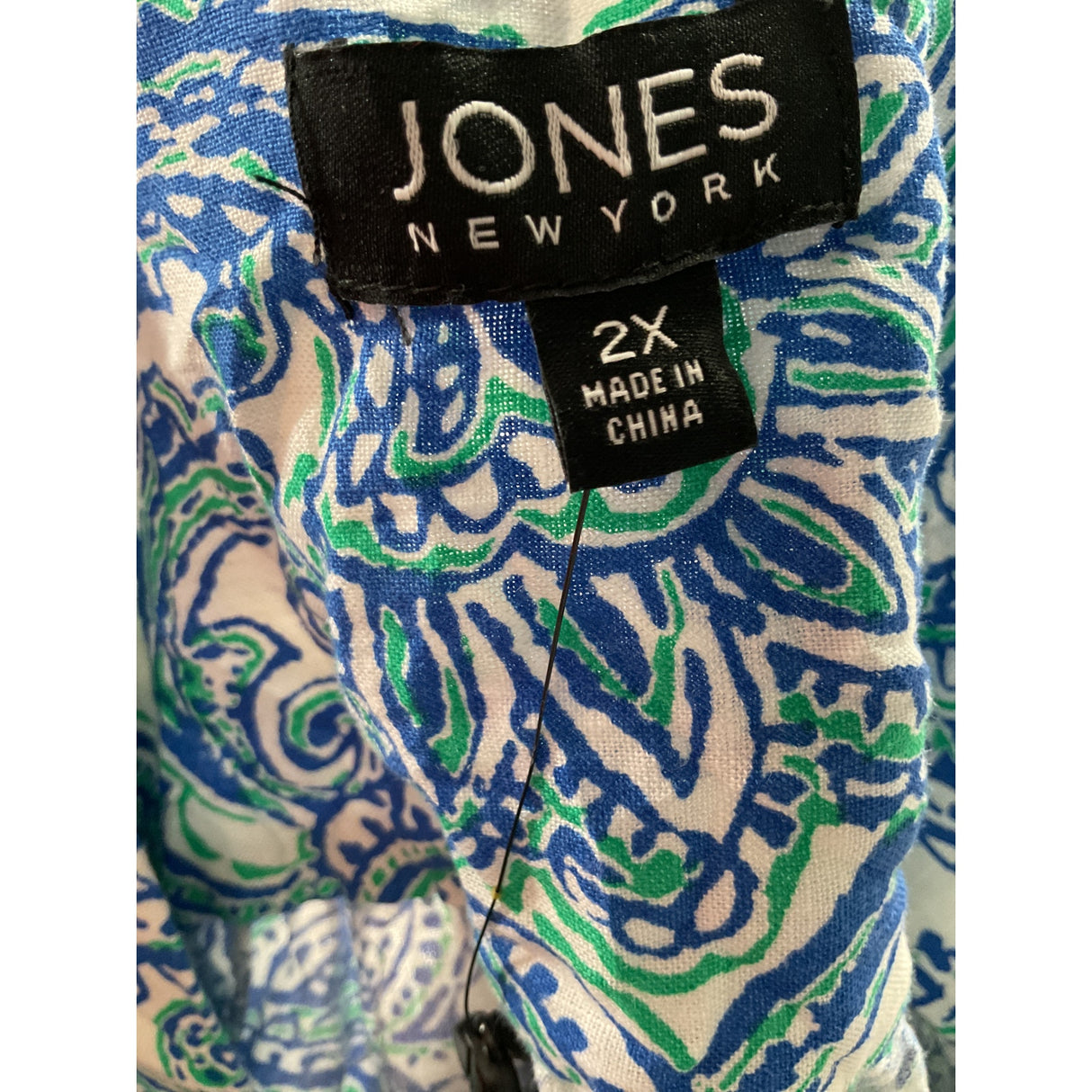 Jones New York Blue Paisley Linen Blouse