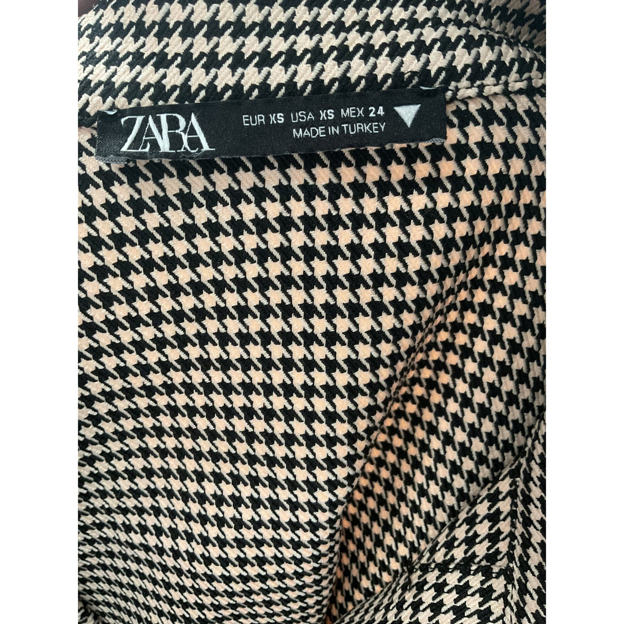 ZARA Multicolor Houndstooth Button-Up Top XS