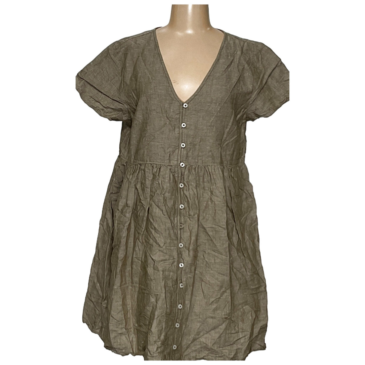 MADEWELL Green Linen Shirt Dress - Women's L