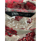 ZARA Red Floral Lace Blouse XS