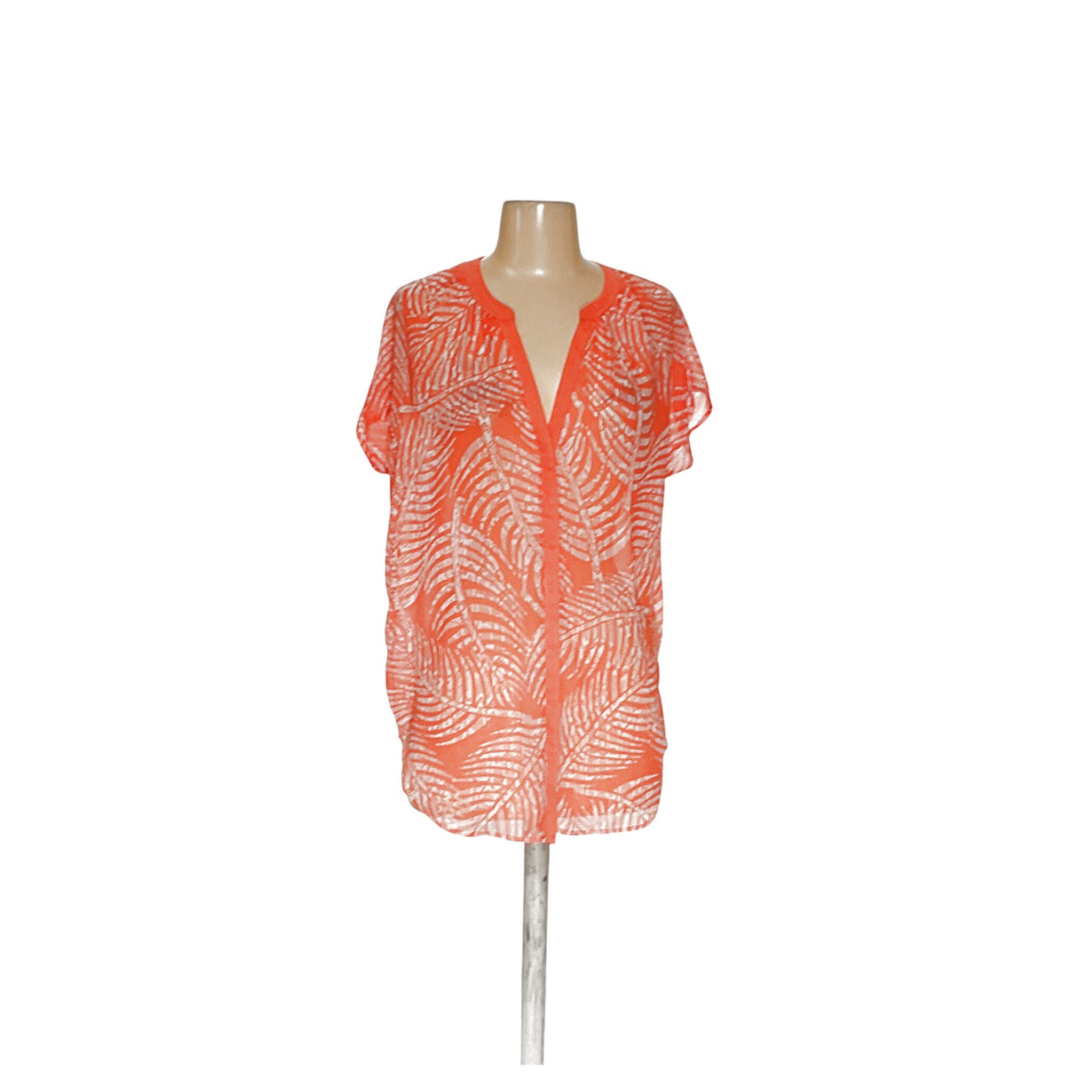 BR Orange Graphic Chiffon Top XS