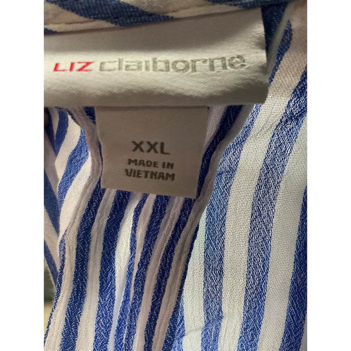 Liz Claiborne Blue Linen XXL Plus Size Blouse