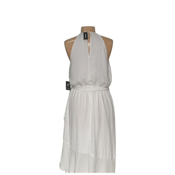 Express White Midi Blouson Dress - Women's L