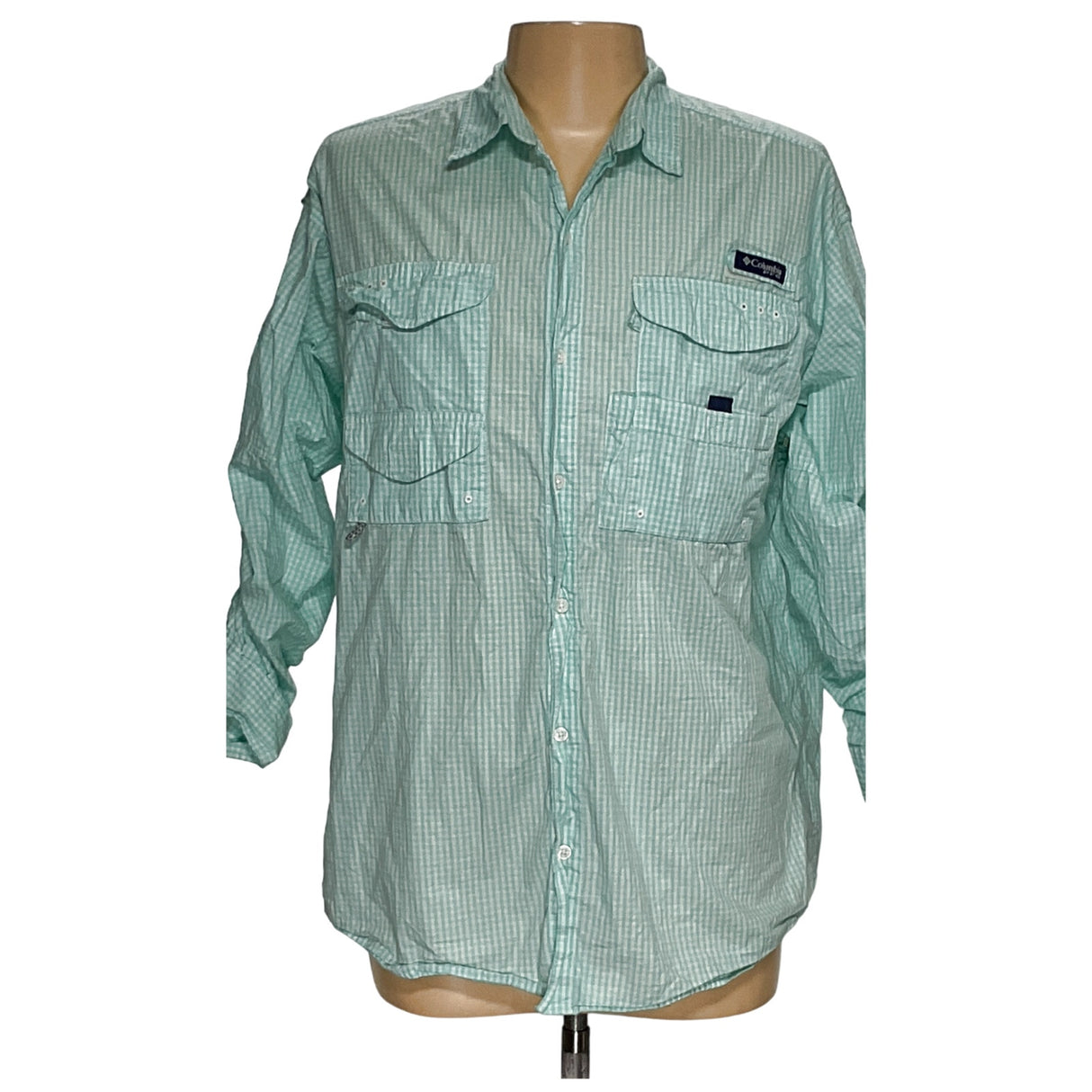 Columbia Blue Long Sleeve Button-Up Shirt - Men's L