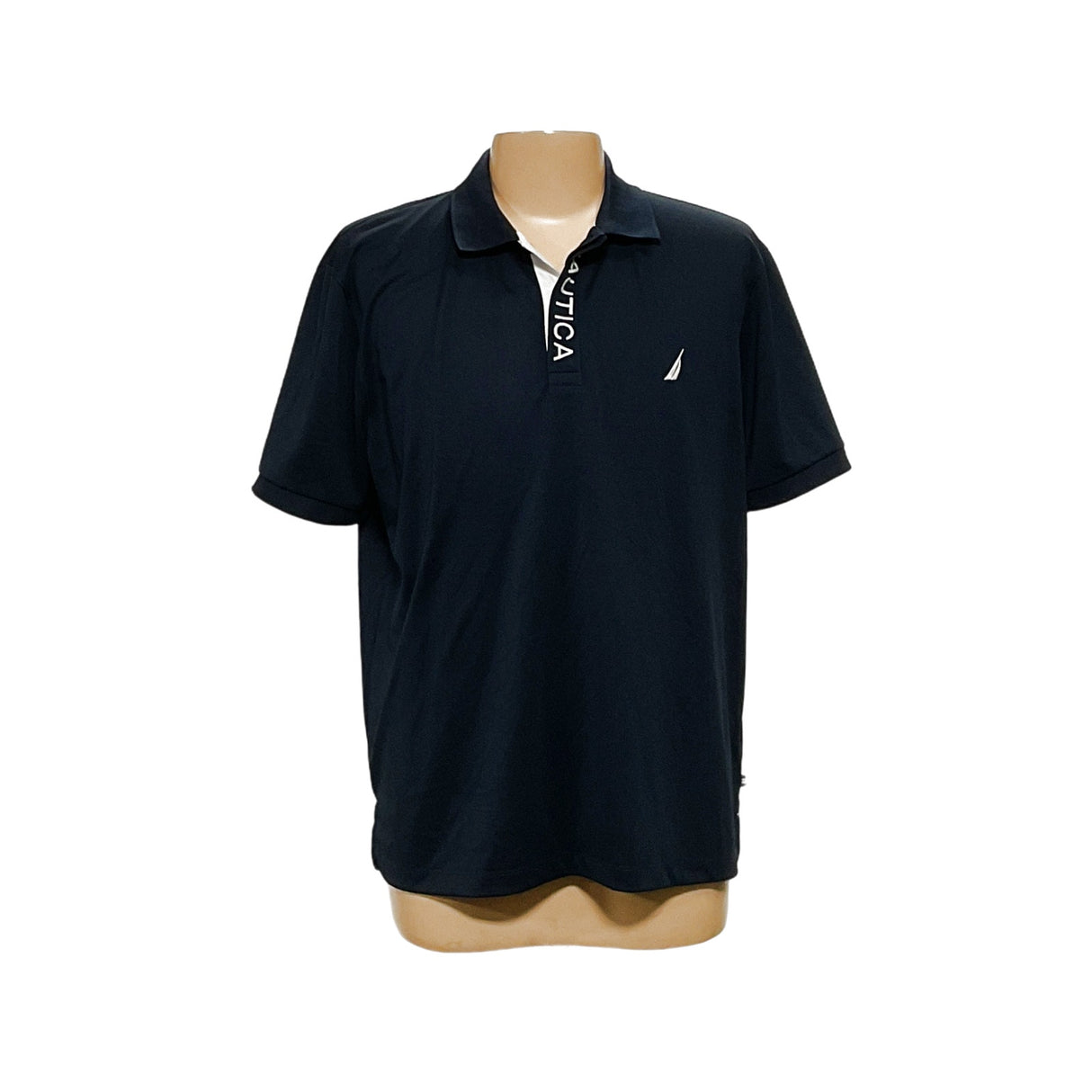 Nautica Blue Solid Polo XL