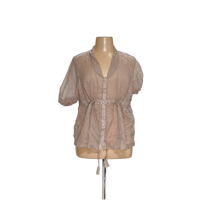 Torrid Beige Cotton Button-Up Size 1