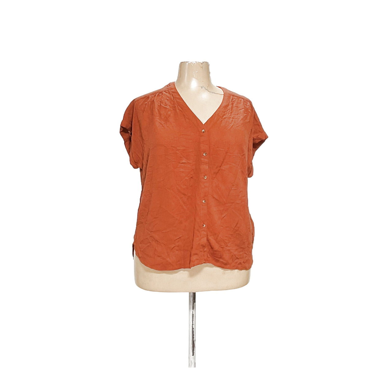 Orvis Brown Rayon Button-Up Top - Women's Size L