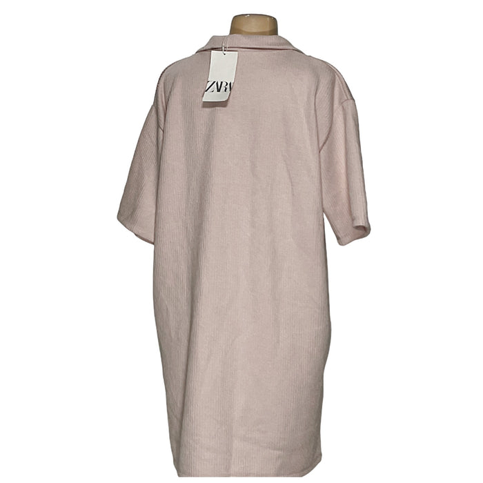 ZARA Pink Shift Midi Dress - Women's L